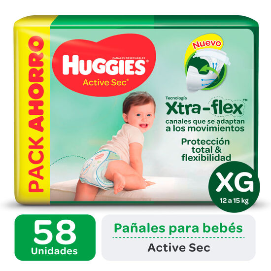 PAÑAL HUGGIES ACTIVE SEC Xtra Flex XG x58